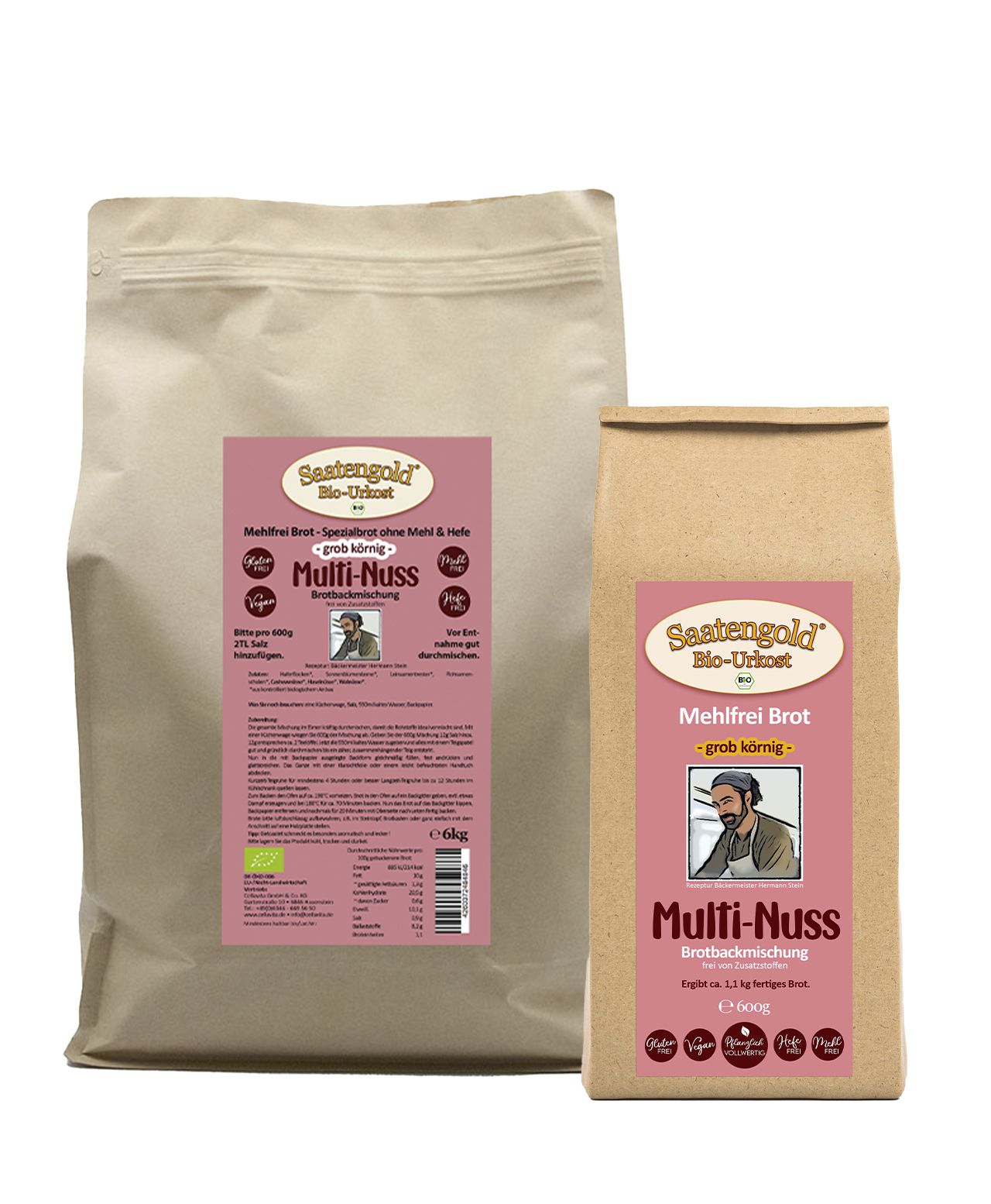 Mehlfreibrot Multi-Nuss Bio Brotbackmischung