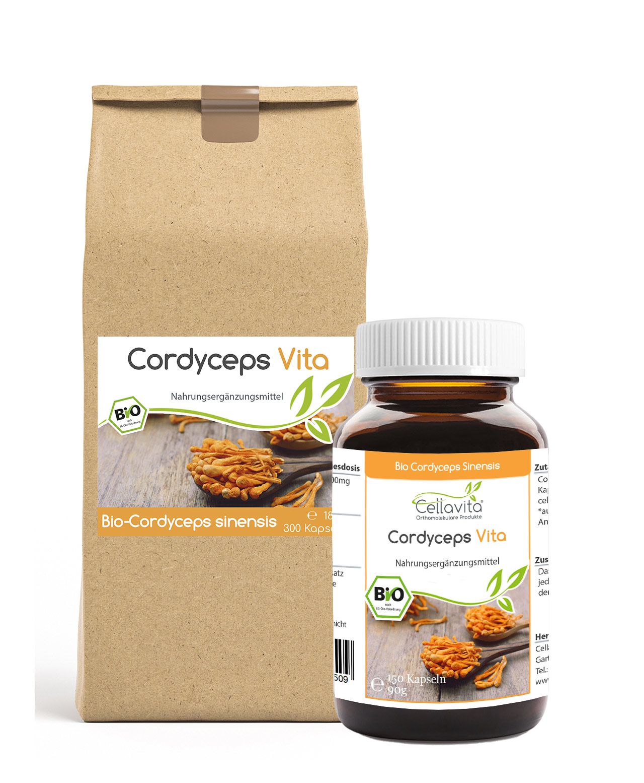 Bio Cordyceps Militaris Kapseln im Vorratsbeutel