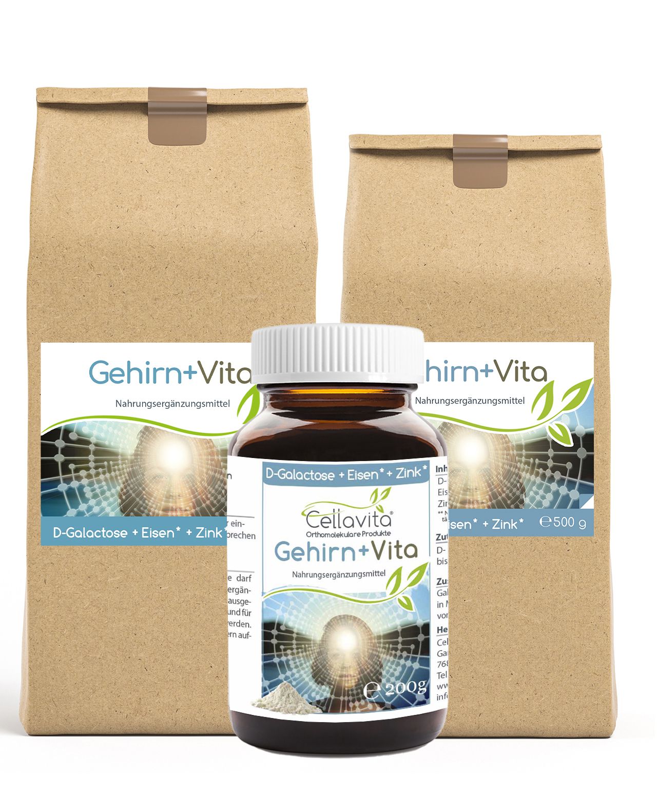 Gehirn+ Vita 200g im Glas (mit D-Galactose, Eisen & Zink)
