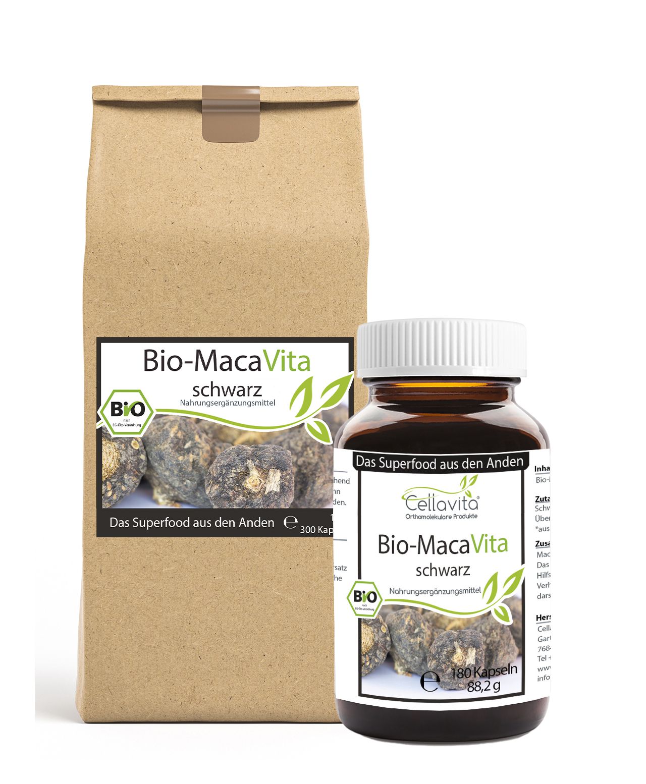 Bio-Maca Vita schwarz – 500 Kapseln im Vorratsbeutel